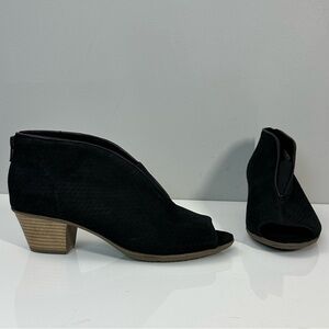 Earth Origins Black Leather Peep Toe Ankle Booties Size 8.5
